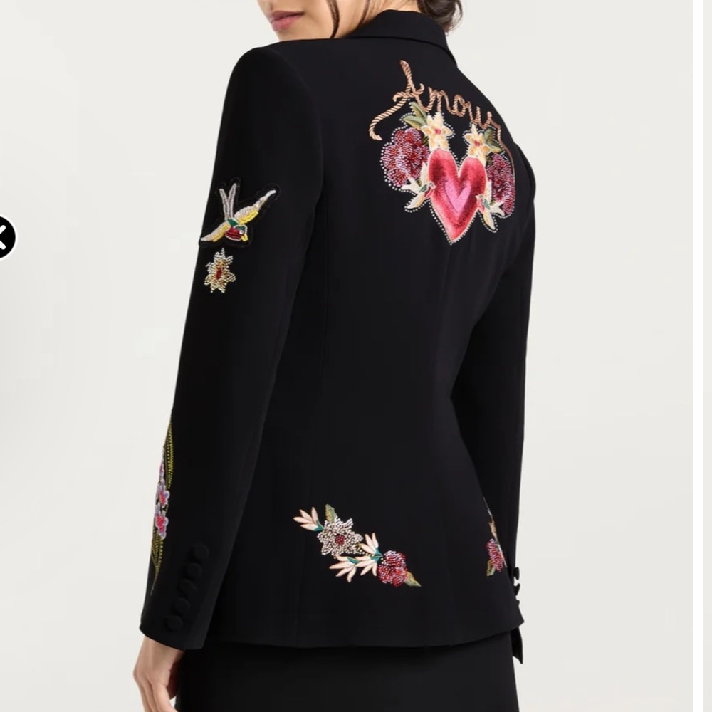 Cinq à Sept Black Embroidered Blazer